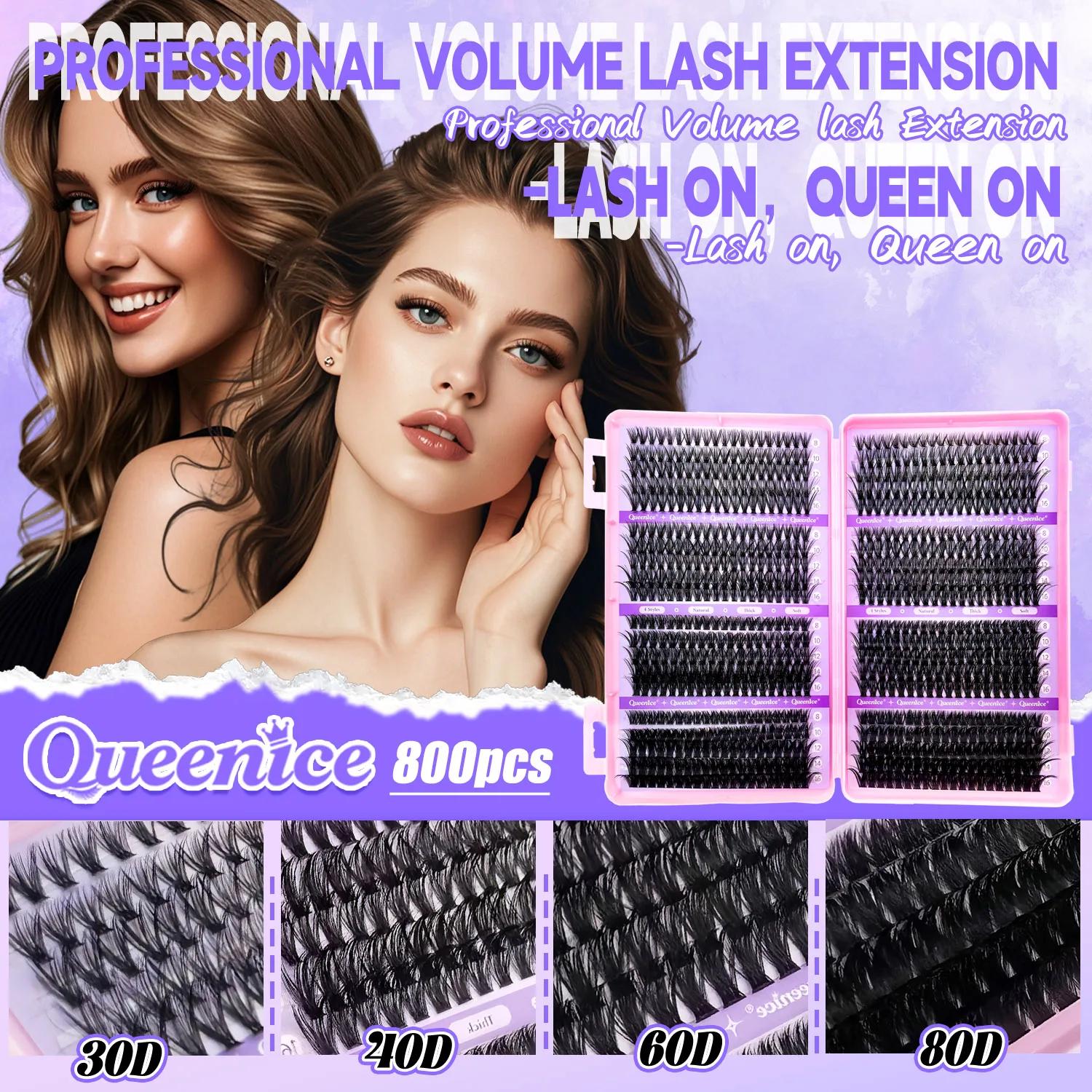 QUEENICE cils grappe bricolage Extension de cils plateau mixte grappes cils moelleux cils individuel
