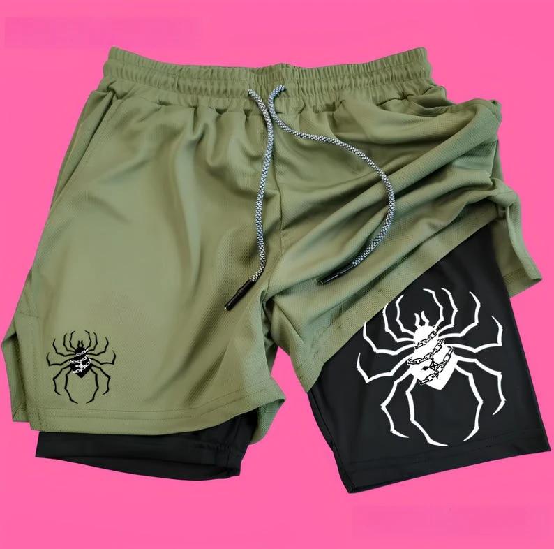 Short de sport 2 en 1 décontracté homme femme Anime Spider Gym HxH - Short fitness gymnastique design manga