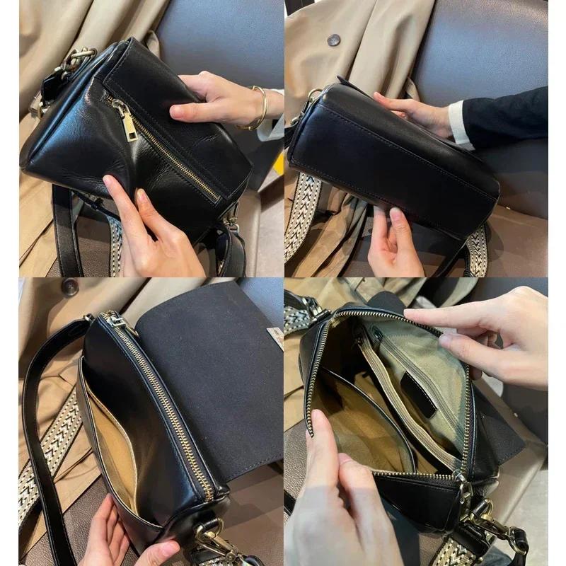 Sac à bandoulière en cuir de vache véritable pour femmes, sac à bandoulière rétro polyvalent pour da