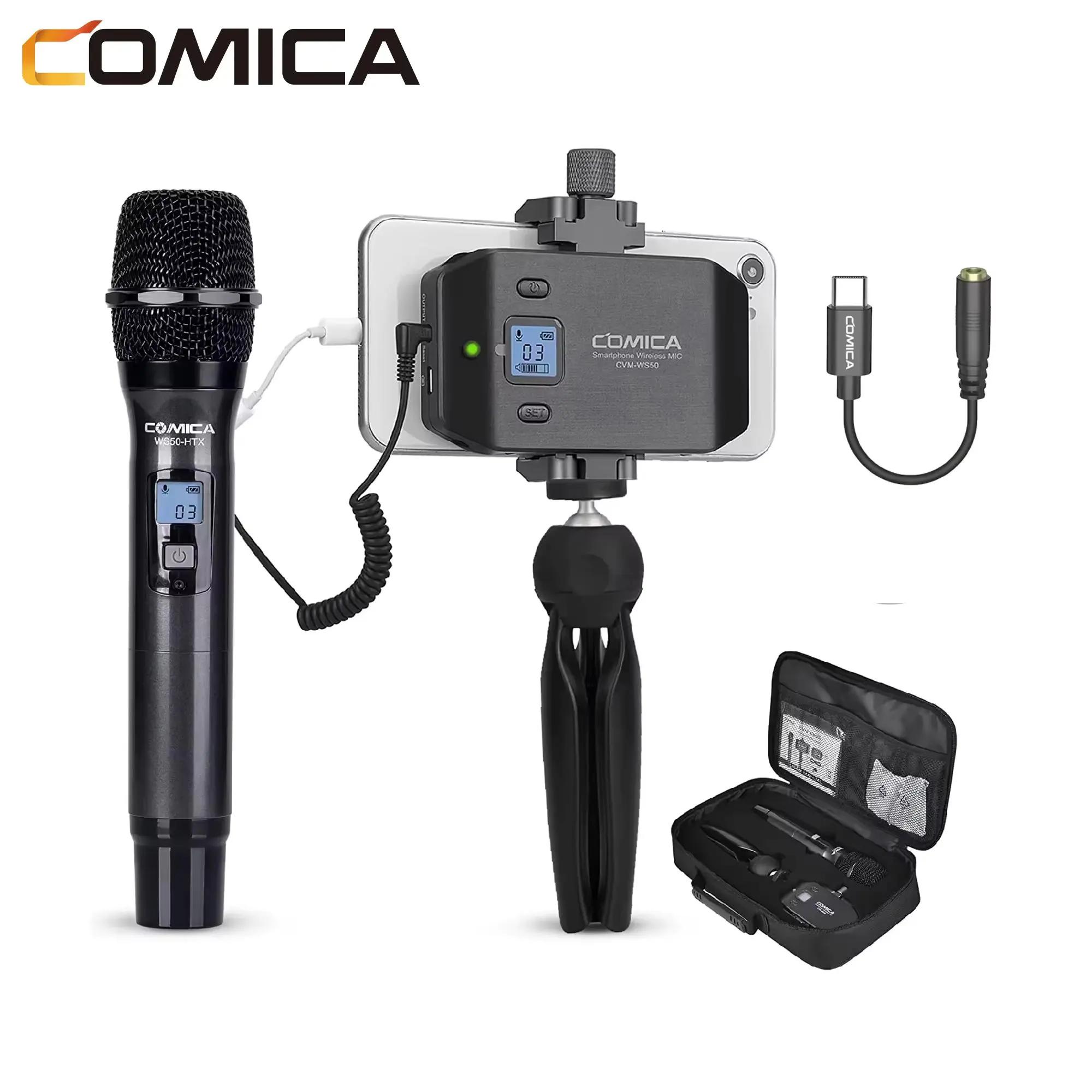 Microphone portable COMICA CVM-WS50H, microphone sans fil UHF, 6 canaux, micro à condensateur pour i