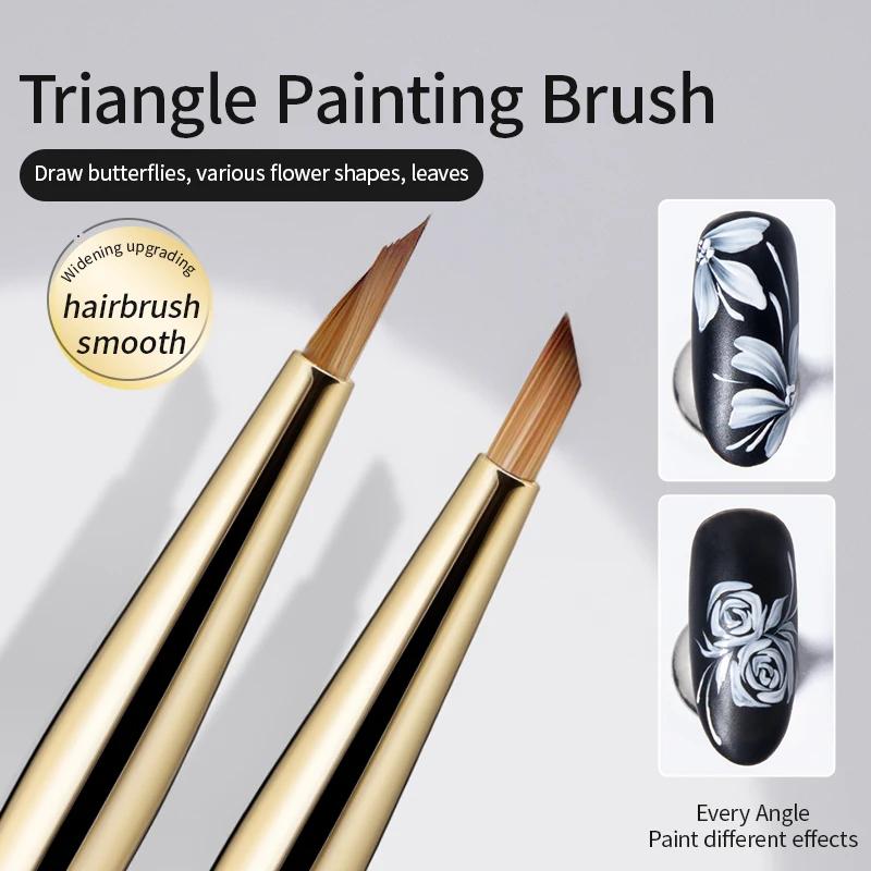 Pinceau de peinture triangulaire pour ongles, 1 pièce, pinceaux pour Nail Art, lignes françaises, ra