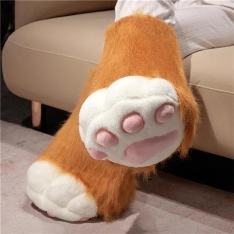 Fursuit-KIG – pantoufles antidérapantes en peluche Ultra douce avec détail de sabot, chaussures d'in