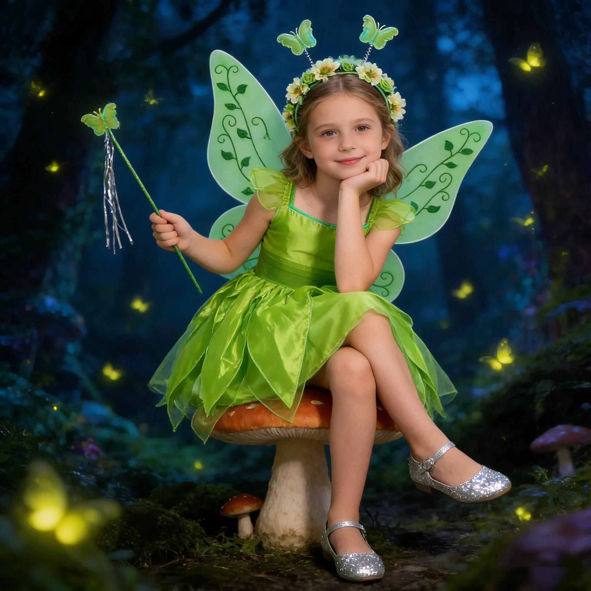 Robe de fée des fleurs pour filles, déguisement de princesse pour enfants avec ailes, costume de pri