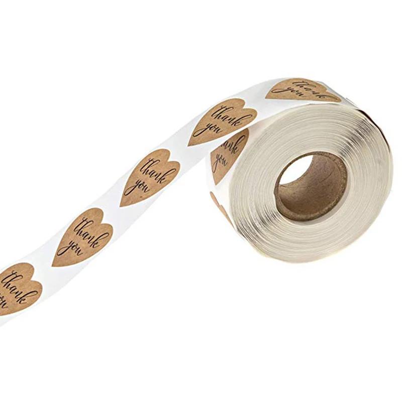 Autocollants de Remerciement en Kraft Naturel, Sceau en Forme de Cœur, pour Scrapbooking, GT, 1 Pouc