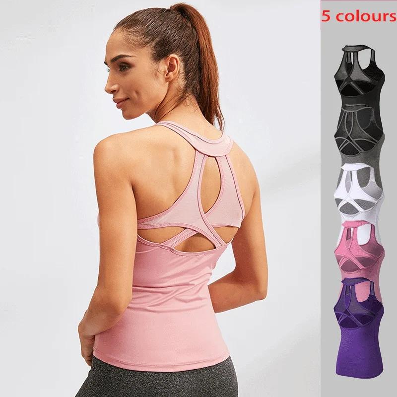 2023 dessus de Yoga gilet pour femmes haut de Sport Fitness chemise de Sport hauts de Yoga femme t-s