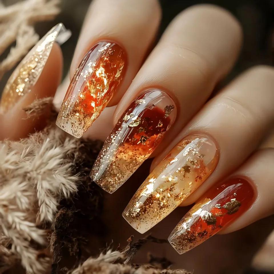 24 pièces ensembles de faux ongles portables fleur rose longue cercueil faux ongles fini mode paille