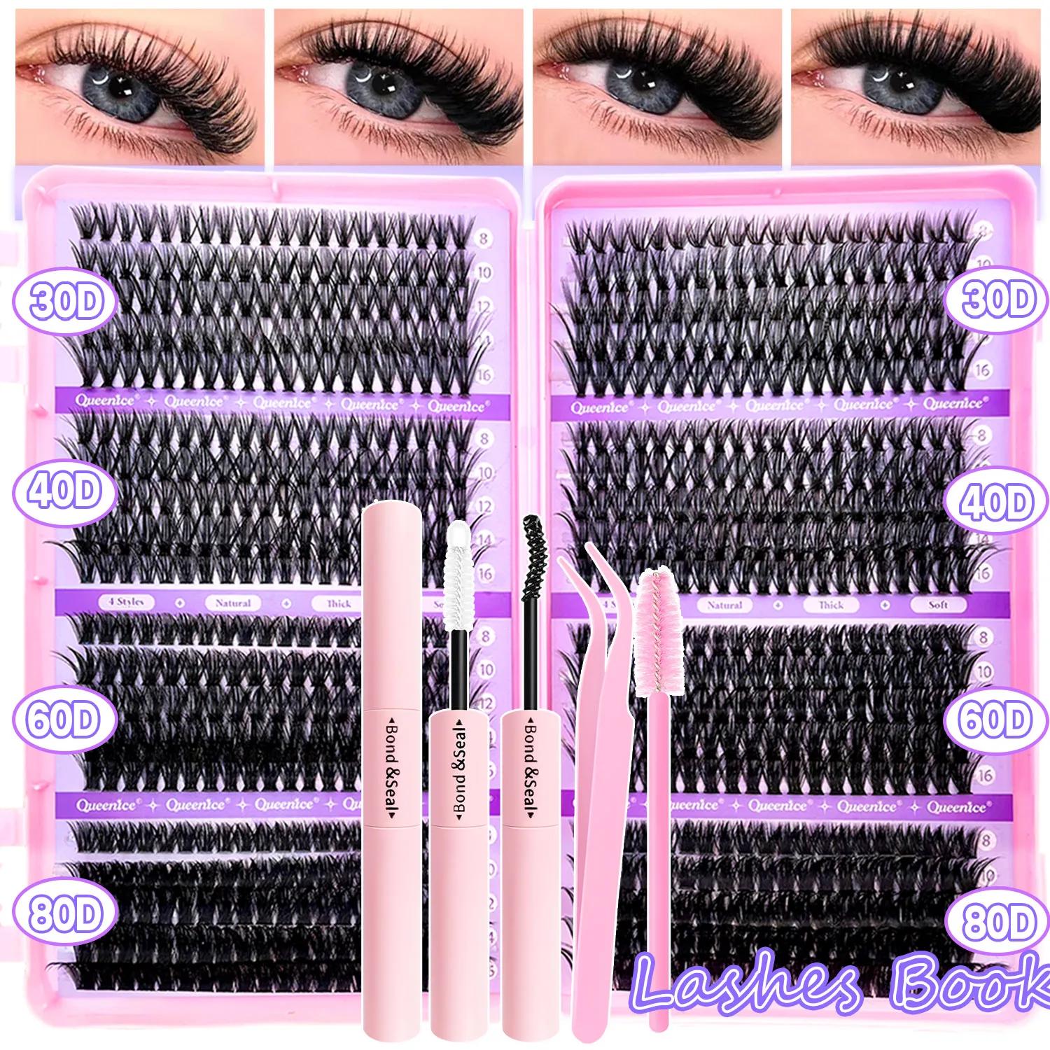 QUEENICE cils grappe bricolage Extension de cils plateau mixte grappes cils moelleux cils individuel