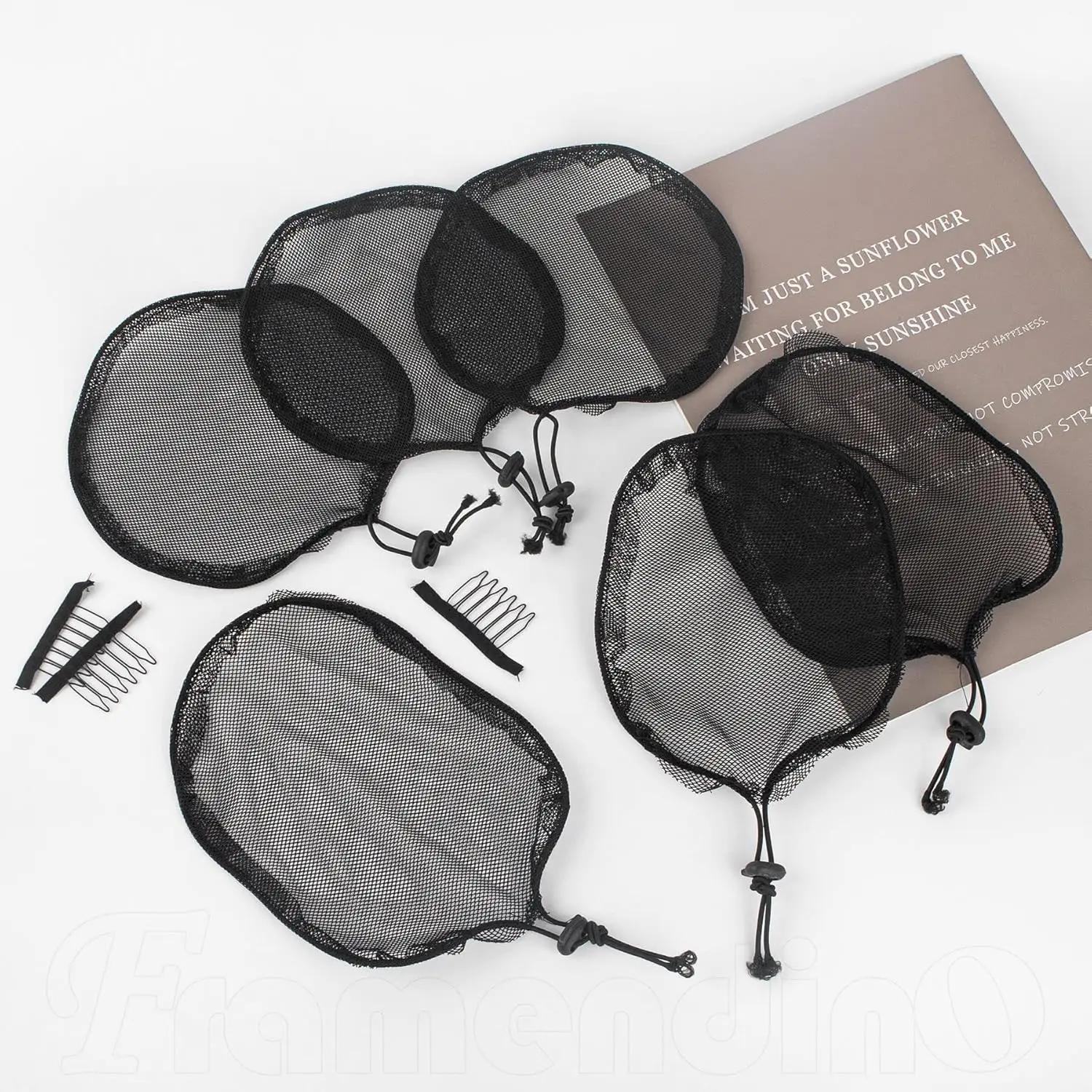Filet de tissage noir, 5 pièces, cordon élastique, queue de cheval avec 3 Clips en maille pour la fa