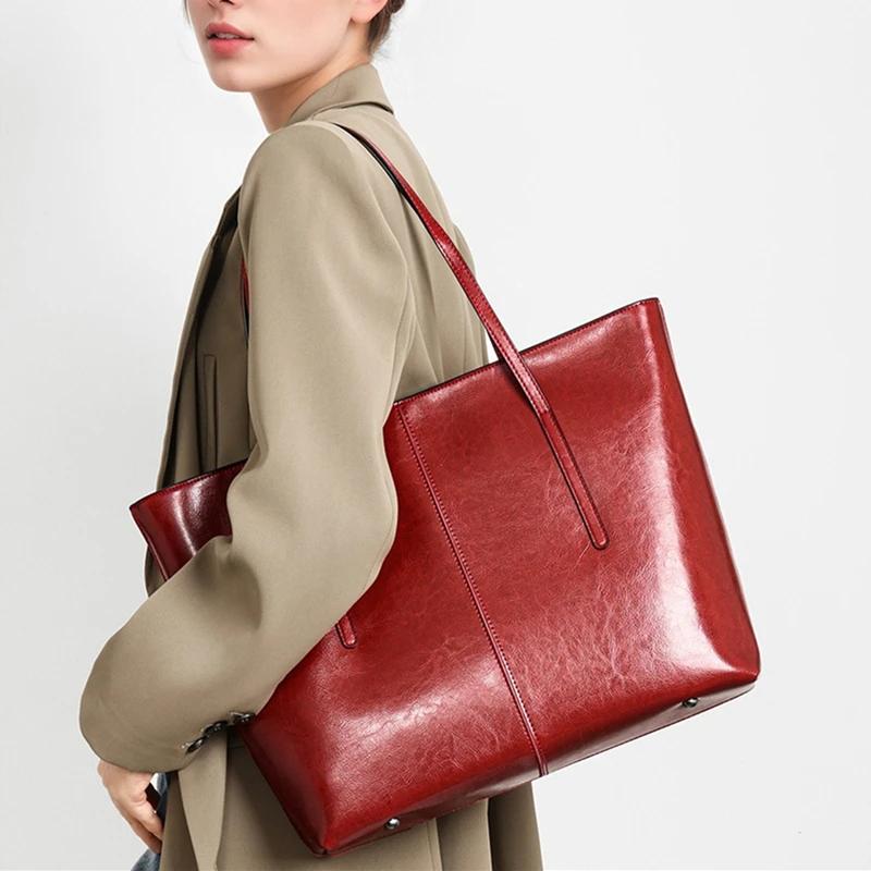 BURMINSA – sacs fourre-tout Vintage en cuir véritable pour femmes, sacs à main de luxe élégants pour