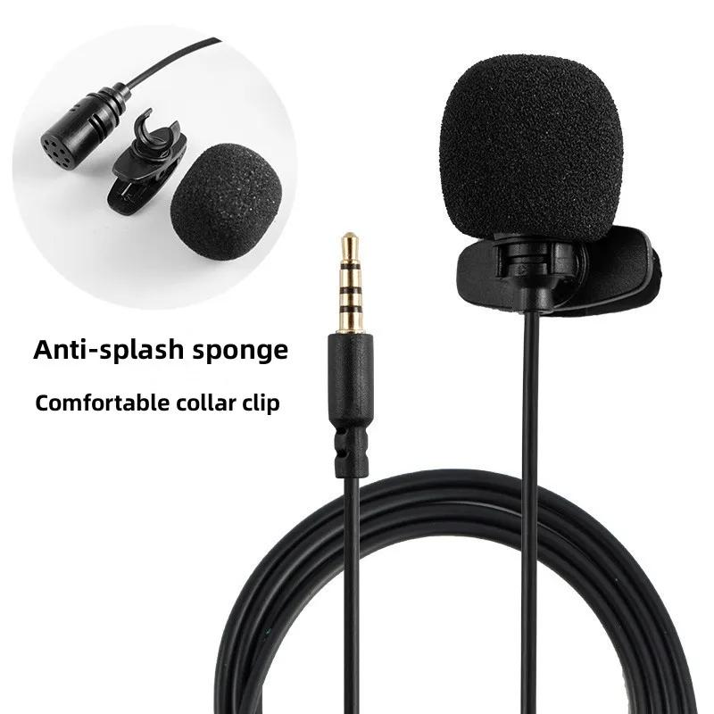 MC01A Portable externe 3.5mm mains libres Mini collier filaire pince revers Lavalier Microphone pour