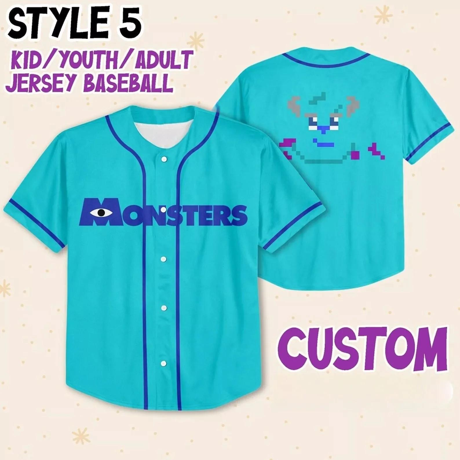 Maillot de Baseball personnalisé Monsters University Mike Sulley, chemise de Cosplay pour enfants, j