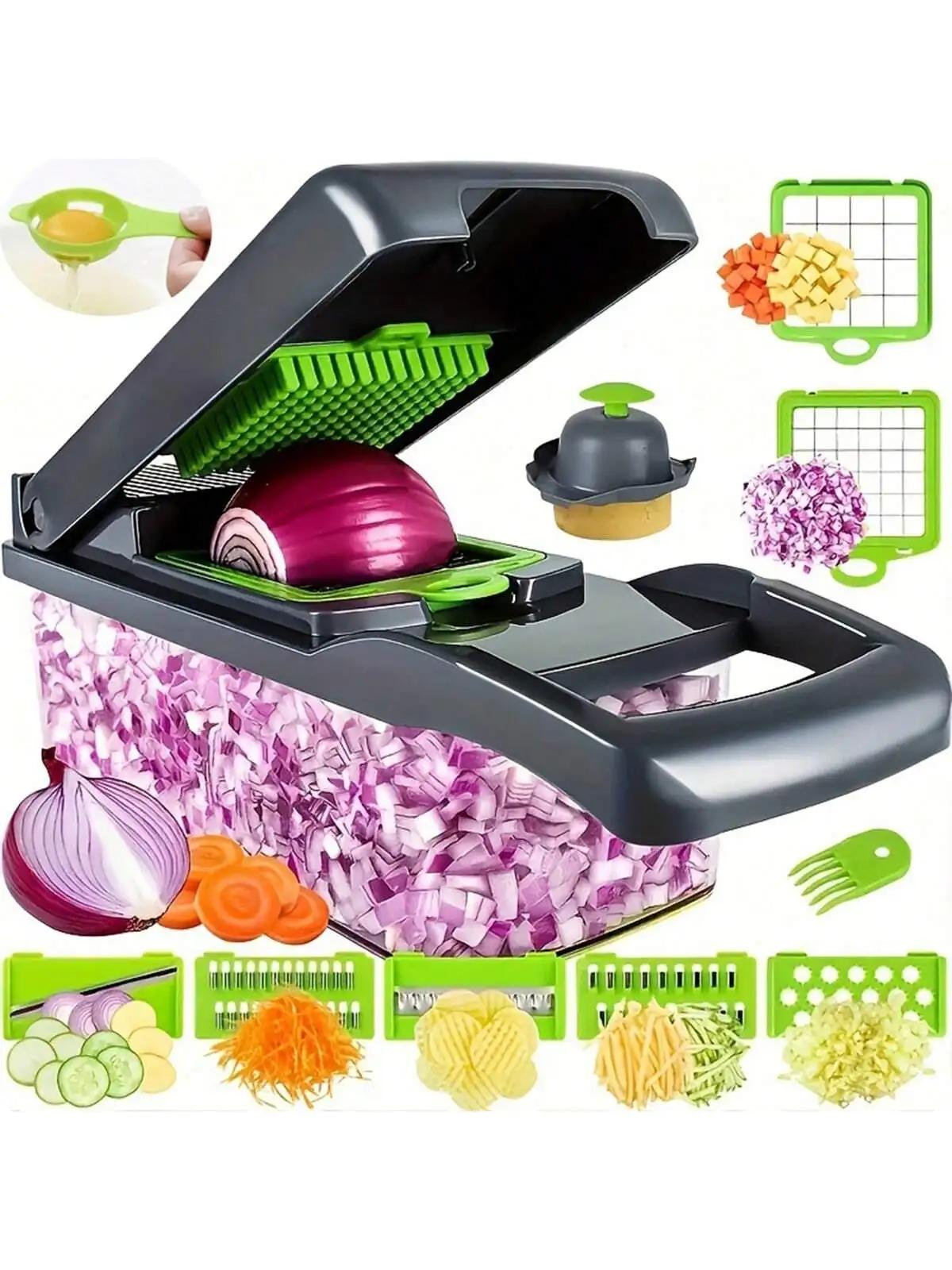Ensemble 14 pièces/16 pièces, hachoir à légumes, trancheur de fruits multifonctionnel, râpe alimenta