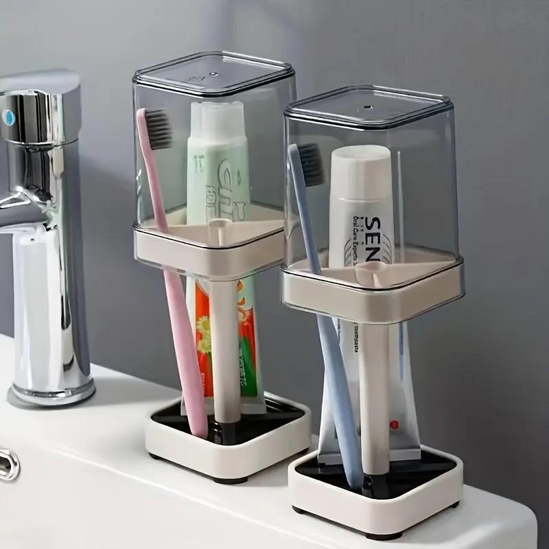 1 porte-brosse à dents avec tasse de bain de bouche, boîte de rangement organisateur de brosse à den