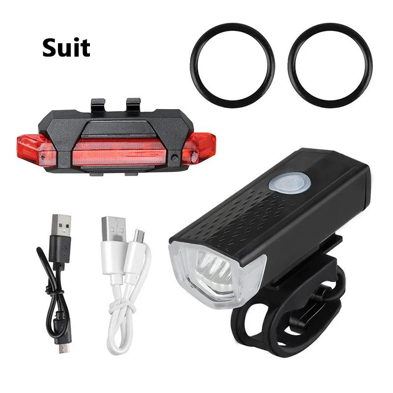 Ensemble d'éclairage LED pour vélo aste par USB, lampe de poche avant et arrière, lampe de sauna, lu