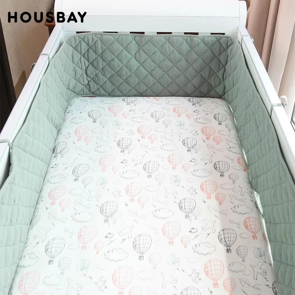 Pare-chocs dans le berceau crêpe Plaid une pièce berceau coussin bébé lit barre Protection Beige cot