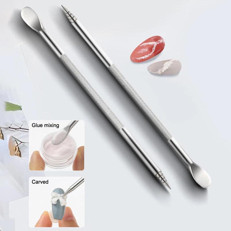 Stylo sculpté à Double extrémité pour Nail Art, 12.5cm, mélange multifonction de vernis Gel, stylo c
