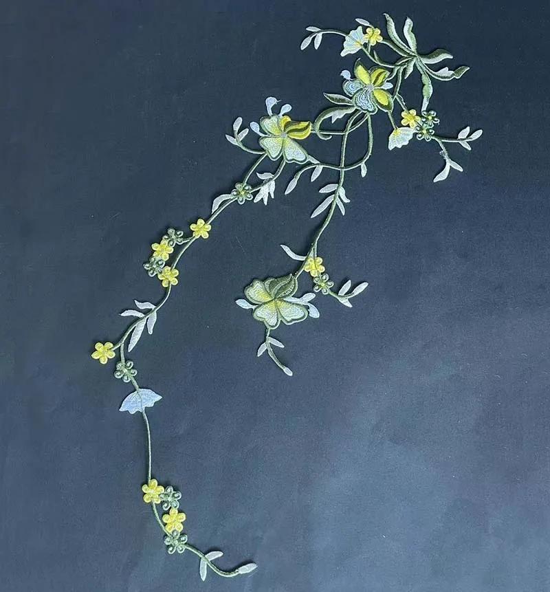 51*17 CM/patch thermocollant à appliques florales, tissu de fleurs de pensée broderie fer sur patchs