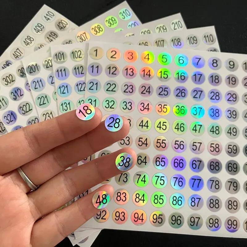 Étiquette autocollante avec numéro Laser, 5 feuilles (1-500), pour vernis à ongles, affichage des po