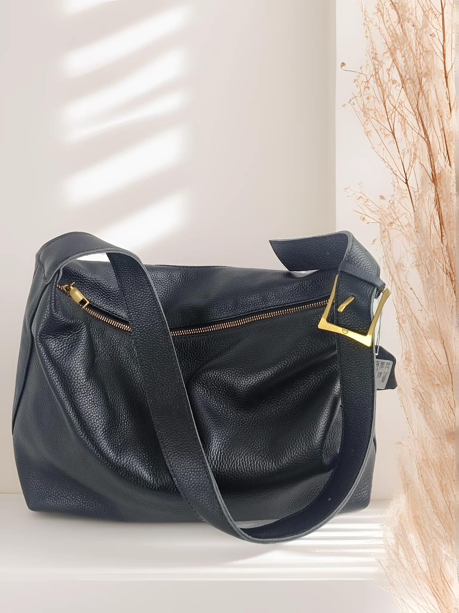 Nouveau décontracté femmes en cuir véritable poignée supérieure sac à bandoulière grande capacité fe