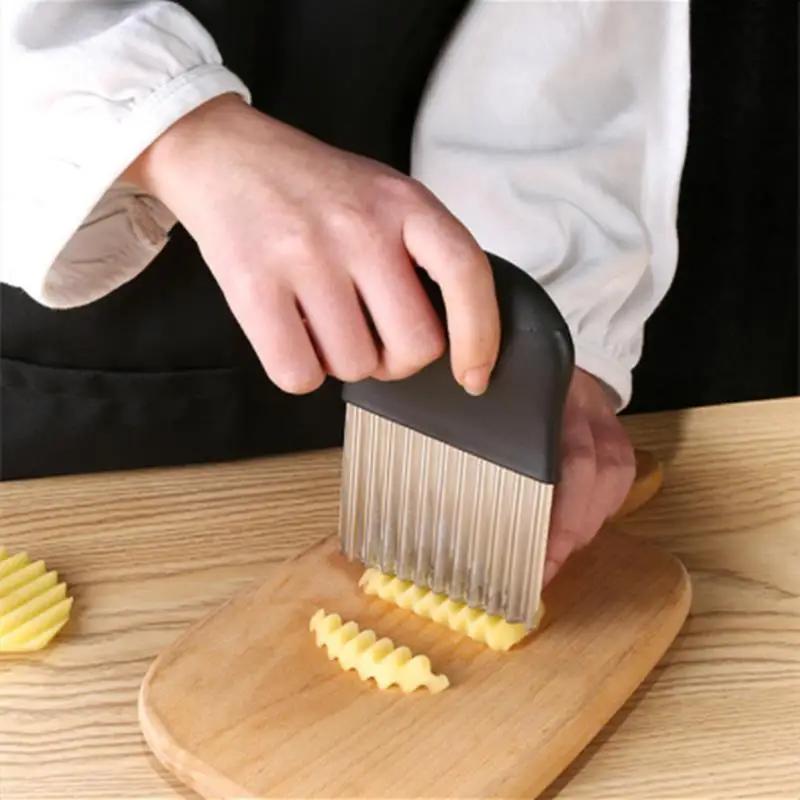 Trancheuse de pommes de terre en acier inoxydable, coupe-pâte, couteau ondulé, hachoir à légumes, ou
