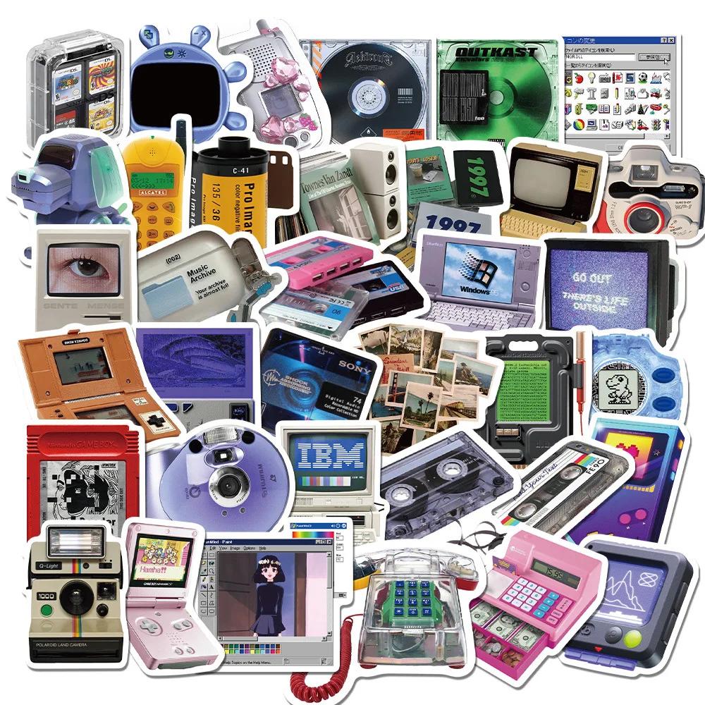 10/30/50pcs Rétro Mignon Téléphone Ordinateur Console De Jeu Dessin Animé Autocollants Ordinateur Po