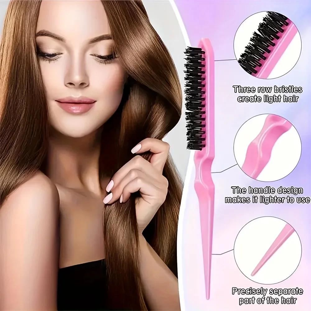 Ensemble de peignes de coiffure 4 pièces, comprend une brosse à bord de queue de Rat et une brosse n