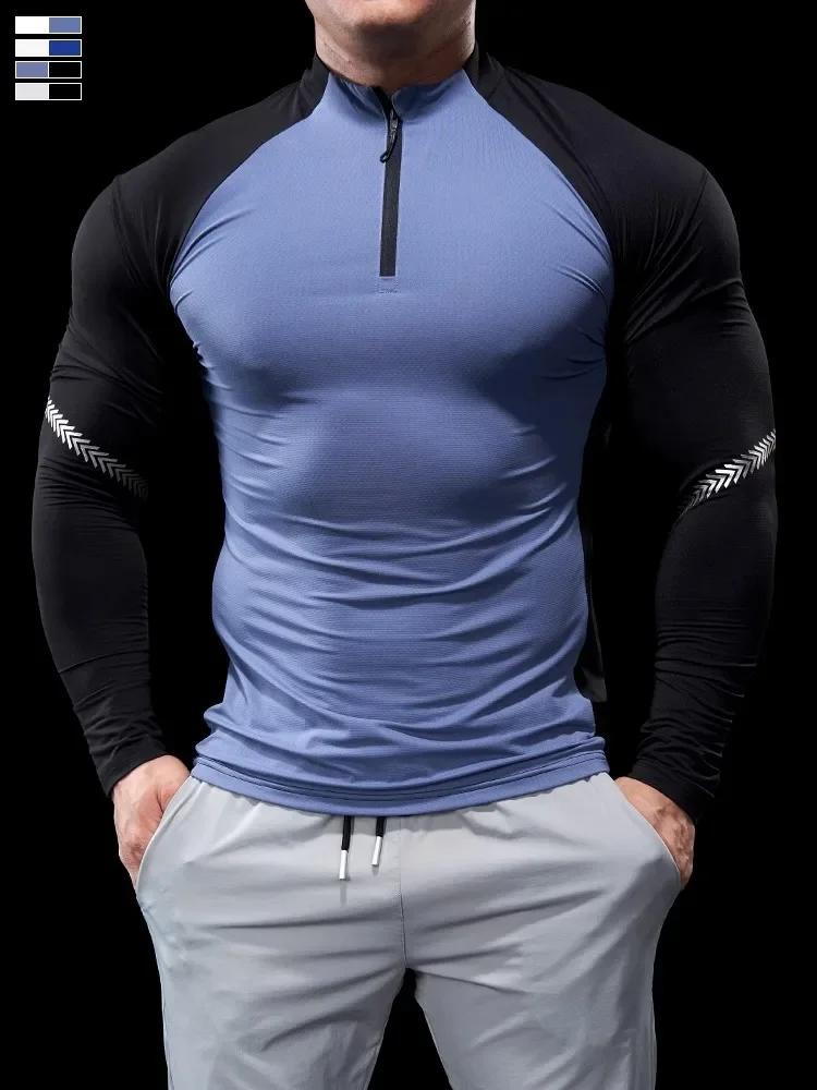 Collants homme automne-hiver fitness - Polo demi-zip séchage rapide pour running et sport