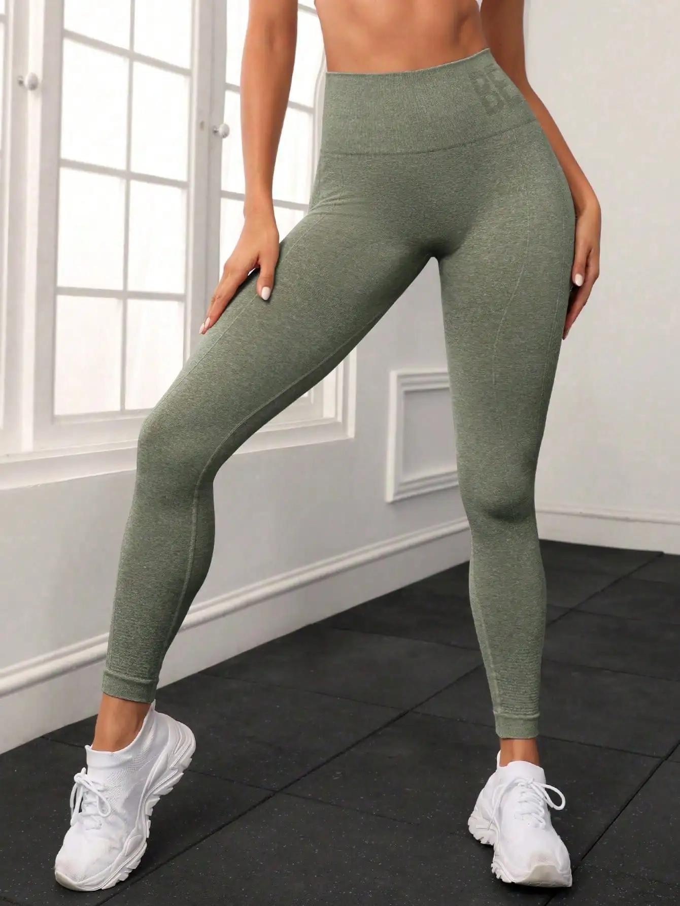 Pantalons de yoga pêche lettre sans couture, vêtements de yoga de levage des hanches, pantalons de s