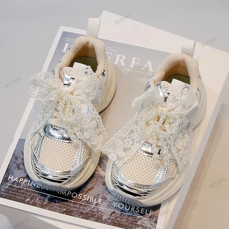 Bébé offre spéciale printemps/automne mode respirant semelle épaisse nœud perlé chaussures de Sport 