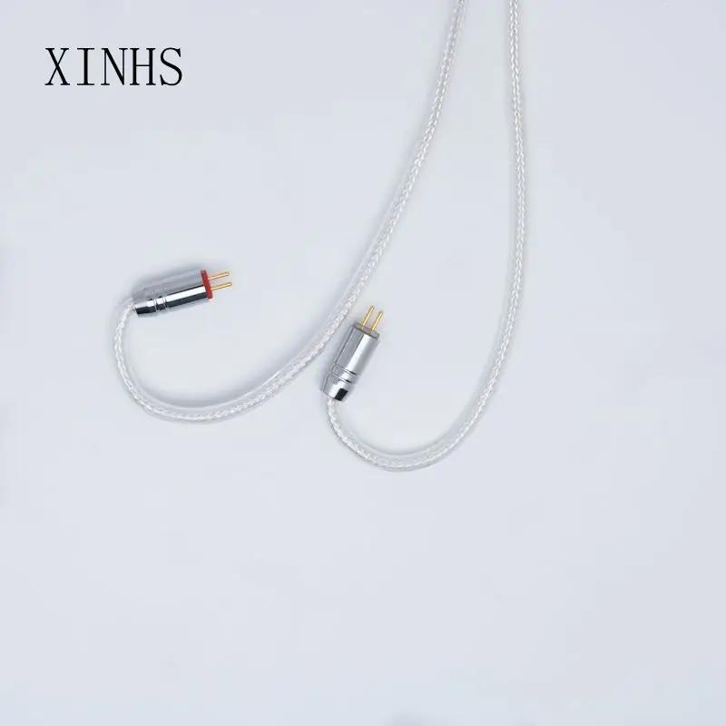 XINHS-Écouteurs filaires intra-auriculaires, placage d'argent à 2 cœurs, cuivre monocristallin, MMCX