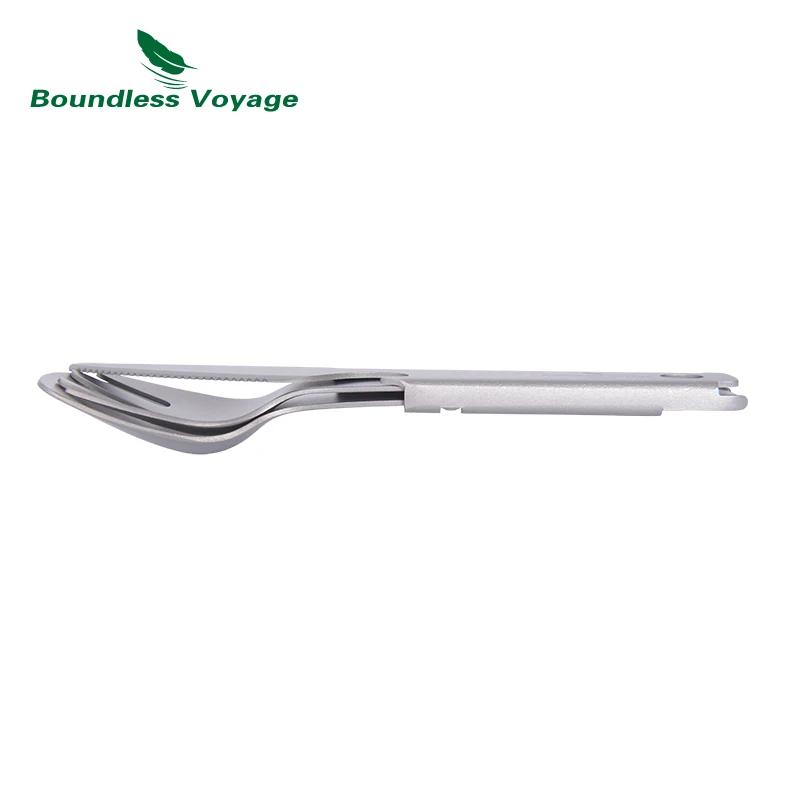 Ensemble de vaisselle en titane Voyage sans limites, couteau utilitaire d'extérieur, fourchette cuil