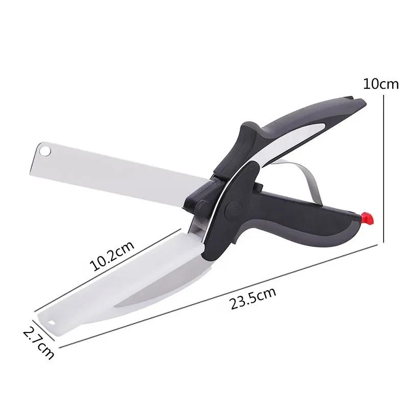 Ciseaux de cuisine en acier inoxydable 2 en 1, planche à découper, hachoir pour fruits et légumes, m