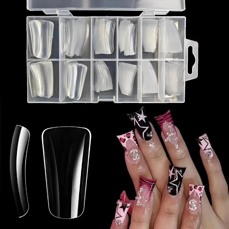 120 pièces de pointes d'ongles de canard de longueur moyenne, 12 tailles, en boîte, pointes d'ongles