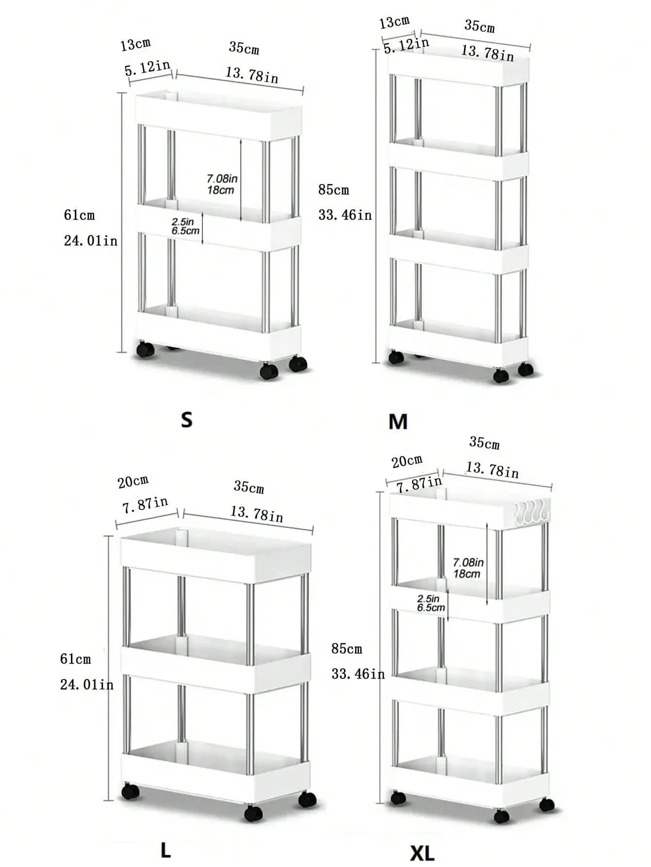 Chariot utilitaire roulant à 3/4 couches, support de rangement pour salle de bain avec roulettes, or