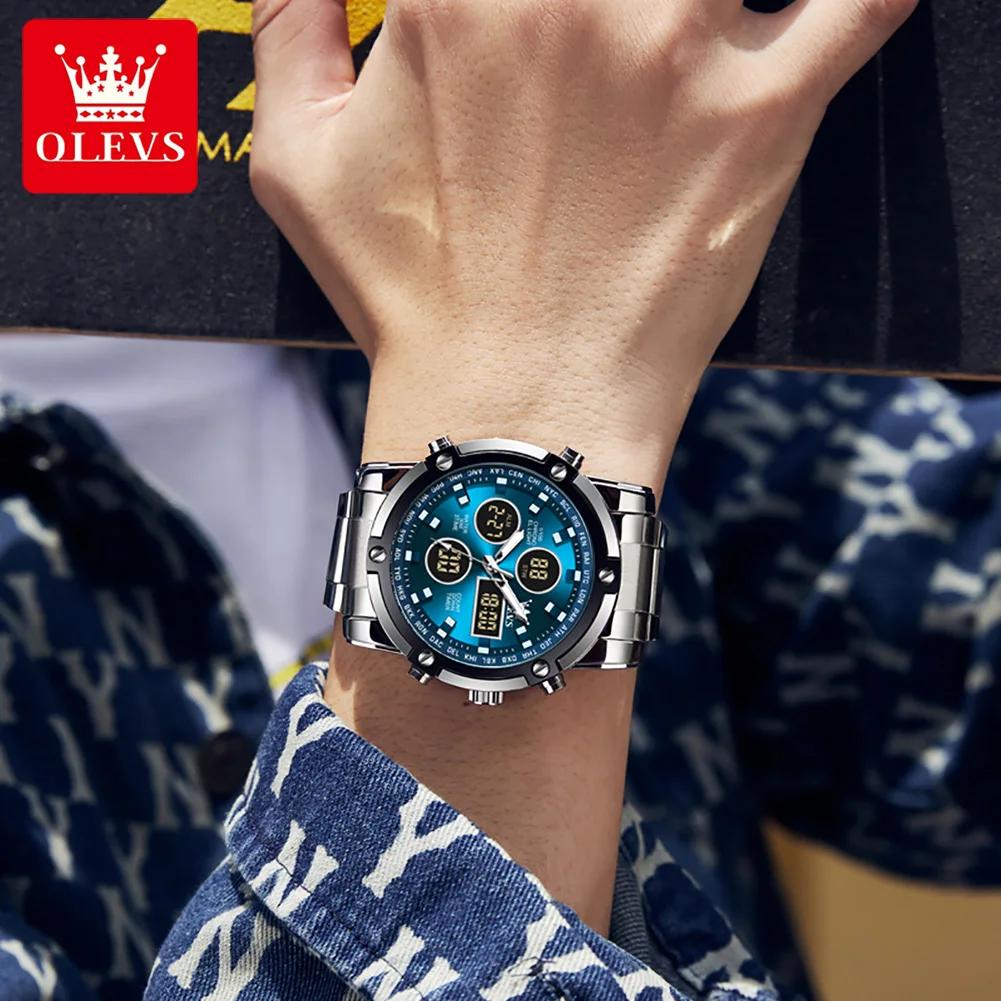 OLEVS – montre électronique multifonctionnelle originale pour hommes, réveil lumineux étanche, robe 