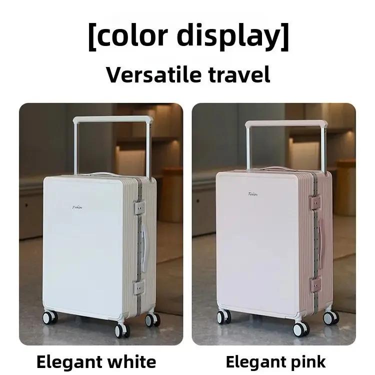 Nouvelle valise de voyage haut de gamme 2026 à poignée télescopique large, avec cadre en aluminium, 