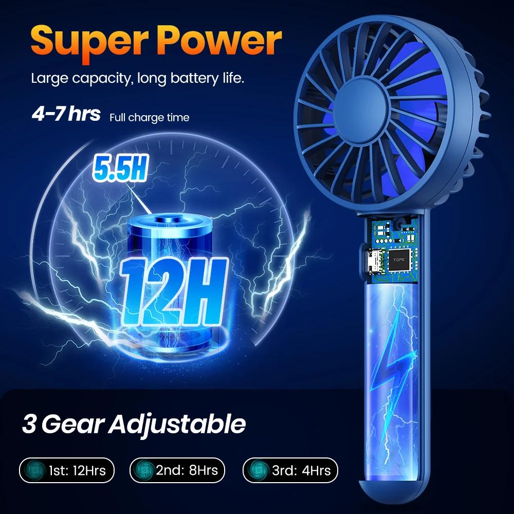TOPK 1800mAh Mini ventilateur USB Portable Rechargeable [3-9 heures de travail] ventilateur à main p