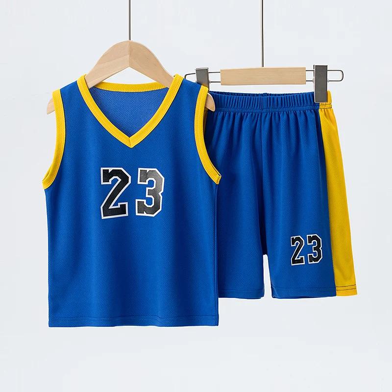 Ensemble de sport 2 pièces à séchage rapide pour enfants, basket-ball, Football, course à pied, haut