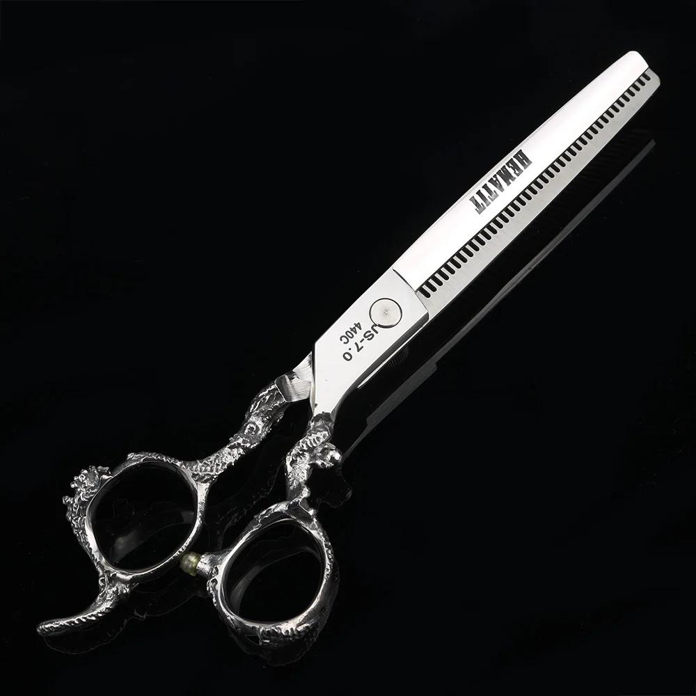 Ciseaux de barbier japonais en acier 440C, poignée Dragon 6 "7", ciseaux professionnels pour couper 