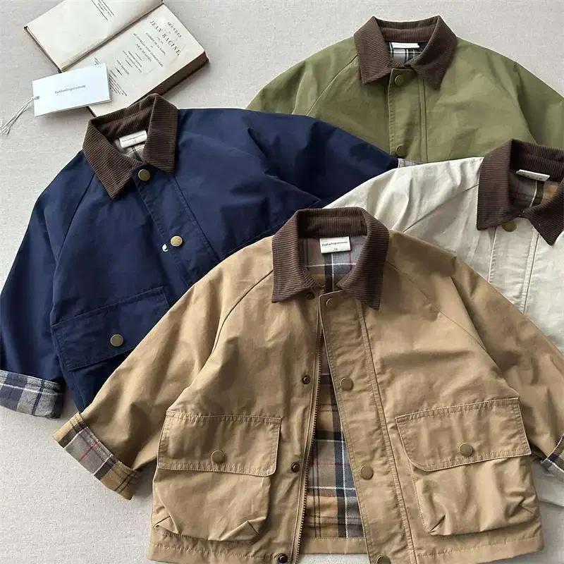 Mode bébé fille garçon Cargo Trench veste infantile enfant en bas âge enfant Patchwork manteau print