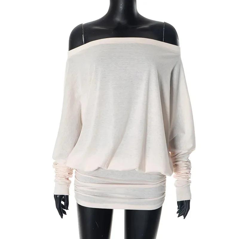 T-shirt à manches longues en mousseline de soie pour femmes, nouvellement conçu, épaule de niche, qu