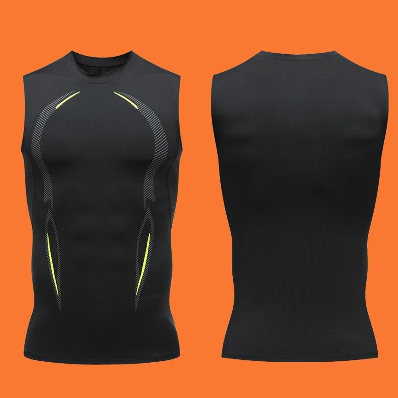 Débardeur de Compression pour hommes, chemise de course, de gymnastique, sans manches, séchage rapid