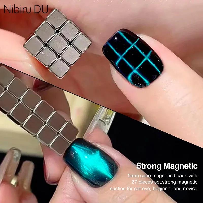 Cube magnétique œil de chat 3 en 1 pour ongles, bâton carré magnétique puissant, stylo magnétique, D