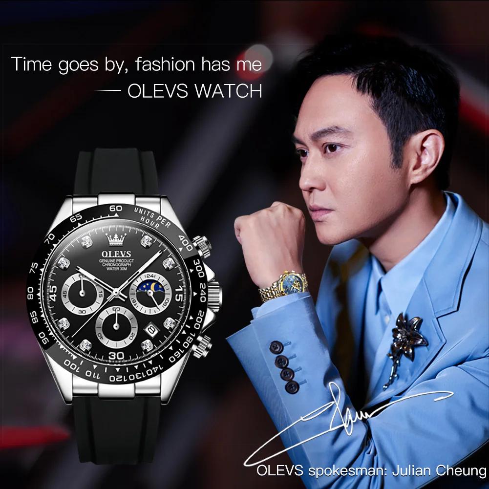 OLEVS-Montre à Quartz de Luxe pour Homme, Étanche, Shoe, Marque Supérieure, Date, Chronographe, deho
