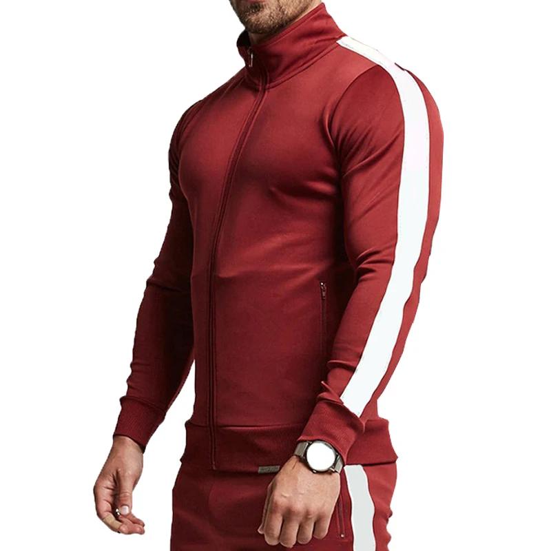 Vestes de sport à fermeture éclair pour hommes, maillot de randonnée, cardigan de jogging à rayures,