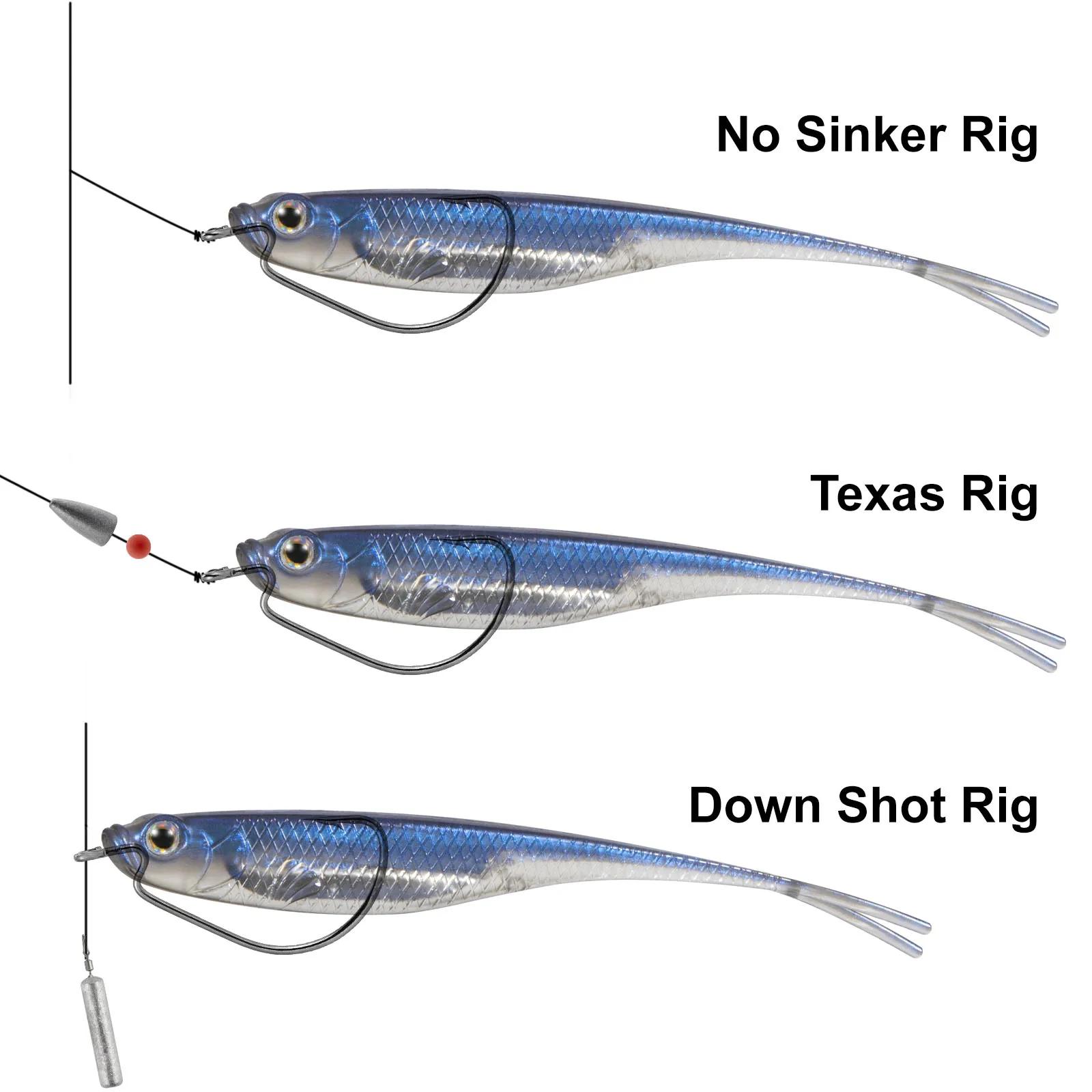 Dr.Fish 5/6 pièces pêche leurre souple en plastique fourchette d'eau salée queue goutte tir Silicone