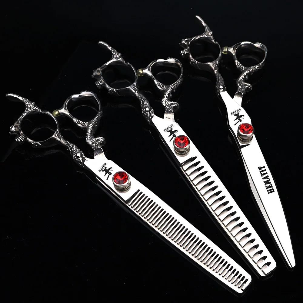 Ciseaux de barbier japonais en acier 440C, poignée Dragon 6 "7", ciseaux professionnels pour couper 