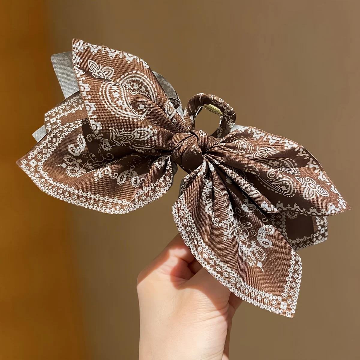 1 pièces Style femme, pince à cheveux avec nœud en fleur de cajou marron, pince à cheveux haut de ga
