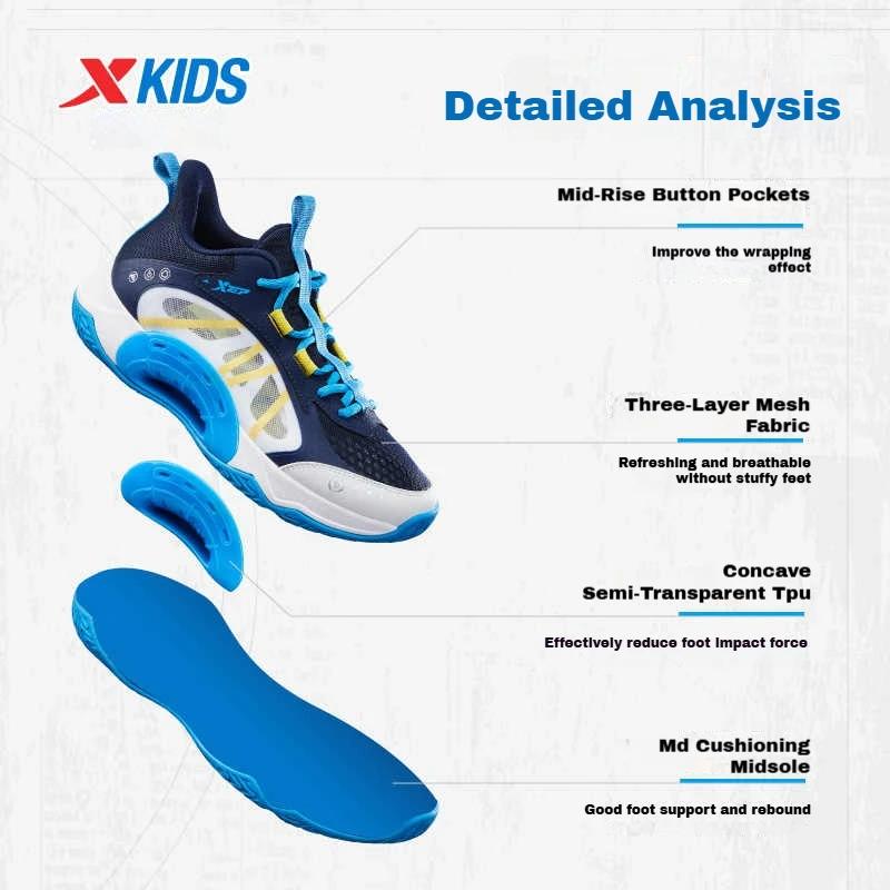 Xtep chaussures de basket-ball pour adolescents 2025 printemps Durable résistant à l'usure absorptio