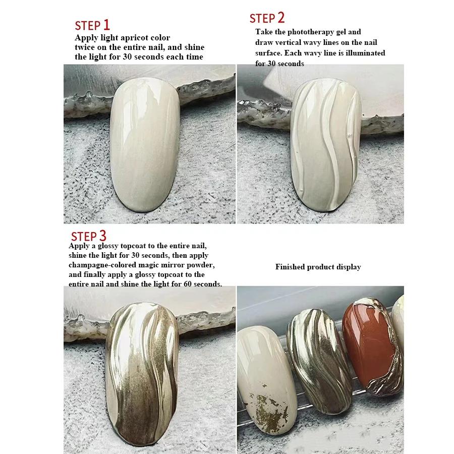 5ml 3D clair ongles Gel et Nail Art miroir poudre créer métallique tridimensionnel nail art 3D peint